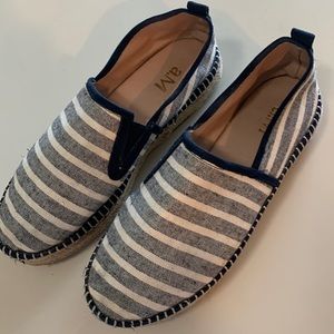 a.M Striped Canvas Slip Ons